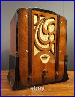 Old Antique Wood Stewart Warner R-1252A Vintage Tube Radio Restored & Working