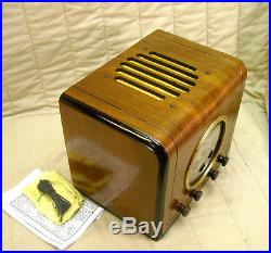 Old Antique Wood Stewart Warner Vintage Tube Radio Restored Working Magic Dial