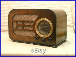 Old Antique Wood Stewart Warner Vintage Tube Radio Restored Working Table Top