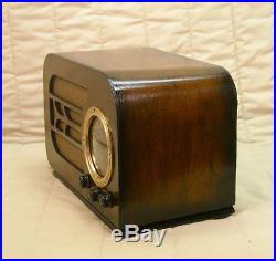 Old Antique Wood Stewart Warner Vintage Tube Radio Restored Working Table Top