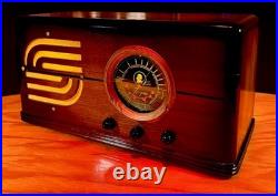 Old Antique Wood Vintage Restored Art Deco Radio Converted to a Bluetooth SPK
