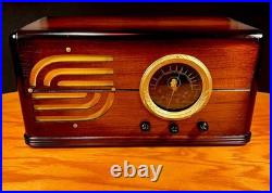 Old Antique Wood Vintage Restored Art Deco Radio Converted to a Bluetooth SPK