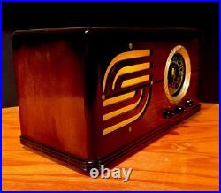 Old Antique Wood Vintage Restored Art Deco Radio Converted to a Bluetooth SPK
