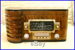 Old Antique Wood Zenith Black Dial Vintage Tube Radio Restored Working Table Top