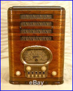 Old Antique Wood Zenith Racetrack Vintage Tube Radio Restored & Working