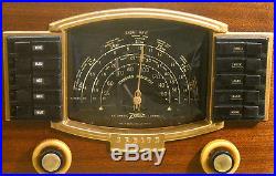 Old Antique Wood Zenith Vintage Tube Radio Restored & Working Black Dial