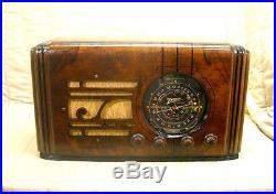 Old Antique Wood Zenith Vintage Tube Radio Restored Working Black Dial Tombstone