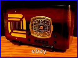 Old Wood Vintage Antique Restored Art Deco Radio Converted to a Bluetooth SPK