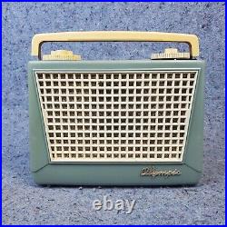 Olympic Portable Tube Radio 446 AM Vintage 1950's MCM Blue Green Tested Works