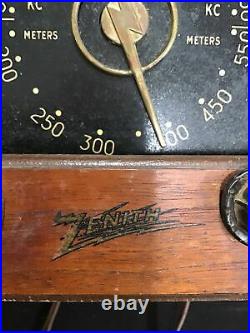 Original 1942 Antique Wood Zenith Vintage Radio Art Deco Black Dial 6d627 Works
