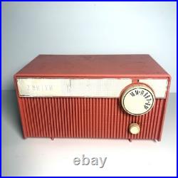 PINK TUBE RADIO vintage ZENITH Model F508V coral RARE 1960's Works READ