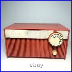 PINK TUBE RADIO vintage ZENITH Model F508V coral RARE 1960's Works READ