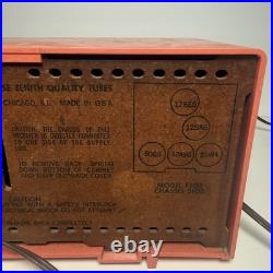 PINK TUBE RADIO vintage ZENITH Model F508V coral RARE 1960's Works READ