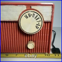 PINK TUBE RADIO vintage ZENITH Model F508V coral RARE 1960's Works READ