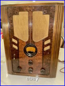 Philco 340 Vintage Tabletop Tube Radio Shortwave Wooden Cabinet MPN 102