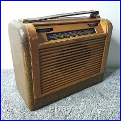 Philco 46-350 Tube Radio AM Roll Top Wooden Portable Vintage 1940's Tested Works