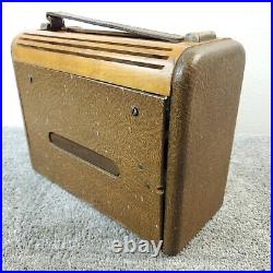 Philco 46-350 Tube Radio AM Roll Top Wooden Portable Vintage 1940's Tested Works