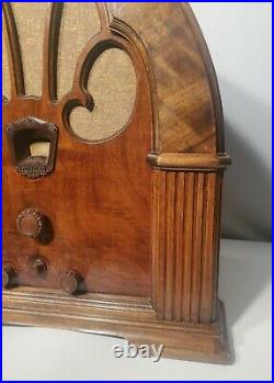 Philco 90 Cathedral Vintage Tube Radio 1930'S Selling for Repair TURNS ON