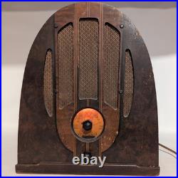 Philco Model 38-93b Vintage Cathedral Style Tube Radio Wood Cabinet 1930s Works
