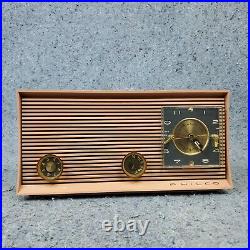Philco Tube Radio Clock Model J773-124 AM Vintage 1960s Beige White MCM Works