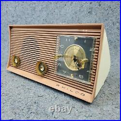 Philco Tube Radio Clock Model J773-124 AM Vintage 1960s Beige White MCM Works