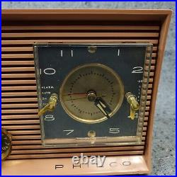Philco Tube Radio Clock Model J773-124 AM Vintage 1960s Beige White MCM Works