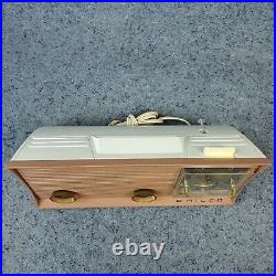 Philco Tube Radio Clock Model J773-124 AM Vintage 1960s Beige White MCM Works