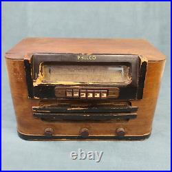 Philco Tube Radio Push Button Wood AM 42-327 1940's Vintage Wooden Not Working