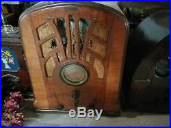 Philco Tube Radio Tomestone design Large Vintage wood Radio