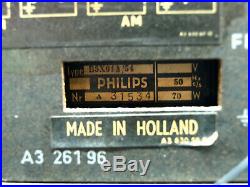 Philips Norelco B5X04A/54 Bi-Ampli Vintage Tube Radio 1960 Tested Works