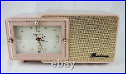 Pink Bulova Model 100 AM Clock/Radio 1957 Vintage Museum Quality Restoration