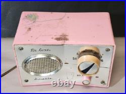 Pink Juliette Deluxe Tube Radio WORKS vintage 1950s-60s AM Mid-Century Modern Pink Juliette Deluxe Tube Radio WORKS vintage 1950s-60s AM Mid-Century Modern