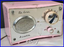 Pink Juliette Deluxe Tube Radio WORKS vintage 1950s-60s AM Mid-Century Modern Pink Juliette Deluxe Tube Radio WORKS vintage 1950s-60s AM Mid-Century Modern