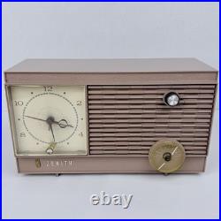 Pink Zenith J513L Vintage AM Tube Clock Radio Mid Century MCM 1962 Working