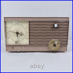 Pink Zenith J513L Vintage AM Tube Clock Radio Mid Century MCM 1962 Working