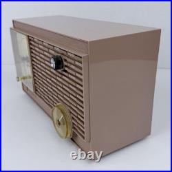Pink Zenith J513L Vintage AM Tube Clock Radio Mid Century MCM 1962 Working