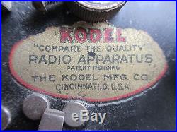 RARE EARLY KODEL CRYSTAL RADIO APPARATUS RECIEVER 1920'S VINTAGE CINCINATTI