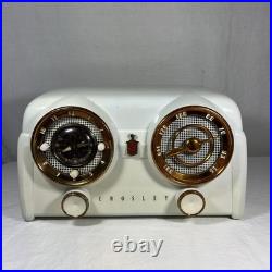 (RARE) Vintage 1950'S Crosley D-25WE Dashboard Bakelite Tube Clock Radio White