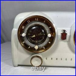 (RARE) Vintage 1950'S Crosley D-25WE Dashboard Bakelite Tube Clock Radio White