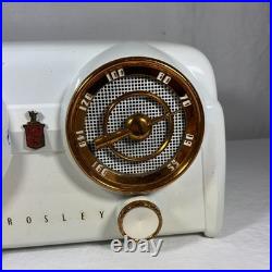 (RARE) Vintage 1950'S Crosley D-25WE Dashboard Bakelite Tube Clock Radio White