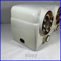 (RARE) Vintage 1950'S Crosley D-25WE Dashboard Bakelite Tube Clock Radio White