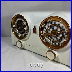 (RARE) Vintage 1950'S Crosley D-25WE Dashboard Bakelite Tube Clock Radio White