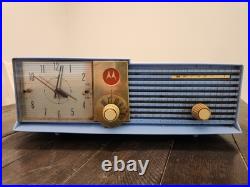 RARE Vintage 1957 Blue Motorola Radio withClock Model 57CD 3A Tube Retro MCM RARE Vintage 1957 Blue Motorola Radio withClock Model 57CD 3A Tube Retro MCM