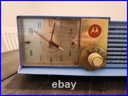 RARE Vintage 1957 Blue Motorola Radio withClock Model 57CD 3A Tube Retro MCM RARE Vintage 1957 Blue Motorola Radio withClock Model 57CD 3A Tube Retro MCM