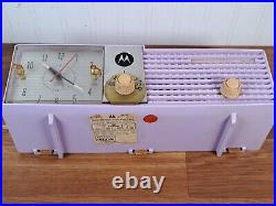 RARE Vintage 1957 Lavender Motorola Radio withClock Model 5C27V-1 Tube Retro MCM