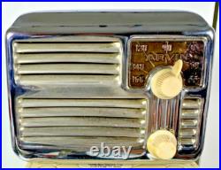 RARE Vintage Arvin 444 Chrome Tube Radio Powers up Humms