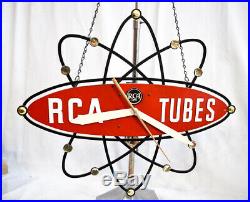 RARE Vintage RCA Tube Radio STORE ADVERTISING CLOCK Atomic 1950s-60s
