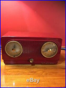 RCA Victor mid century modern tube radio vintage radio red burgundy