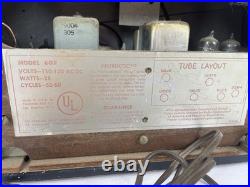 READ VTG Packard-Bell Model 602 Tube Radio 1950s Wood Case Mid-Century Decor