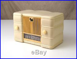 REMLER 5510 Scottie Vtg 1940s AM TUBE Radio Ivory Bakelite Plaskon Exc. Works